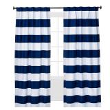 63" Twill Light Blocking Curtain Panel Navy Stripe