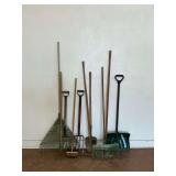 Lawn and Garden Tool Group with Wooden Handles