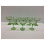 Green Depression Uranium Glass Champagnes/Tall Sherbets