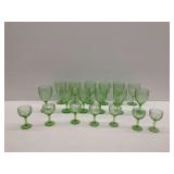 Green Depression Uranium Glass Stemware Group
