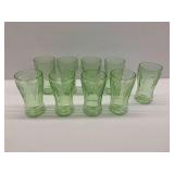 Group of Green Depression Uranium Glass Tumblers