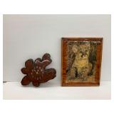 Live Edge Hardwood Wall Clock and Wooden Wall Clock with Cougar Cub Image