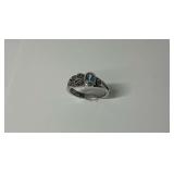 Sterling Silver Ring with Blue Topaz and Marcasites... Size 6
