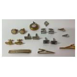Various Cufflinks, Tie Bars, and Watches