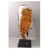Citrine Geode Specimen on Metal Stand