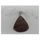 Sterling Silver Chain with Stone Pendant..18 in.