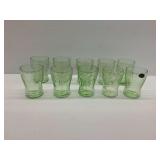 Group of Green Depression Uranium Glass Tumblers