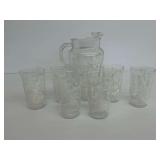 1950s Anchor Hocking Southern Belle Pitcher with 7 Glasses