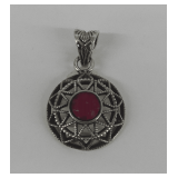 Sterling Silver and Red Corundum Pendant