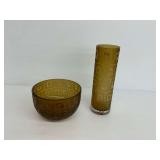 Badash Amber Color Handmade Crystal Bowl and Vase