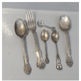 Five Pieces of Sterling Silver Flatware and One Marked 830..total weight 2.90 troy oz.