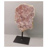 Pink Amethyst Crystal Specimen on Metal Stand