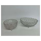 Two Footed Etched Glass Bowls