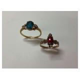 Two 10K Gold  Rings with Gemstones