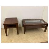 Lamp Table and Glass Top Coffee Table... Both with Shelves