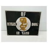 Metal Beware of Mad Dog in Yard Sign