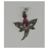 Sterling Silver and Red Corundum Pendant