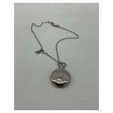 Motorcycle Themed Silver Colored Pocket Watch