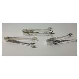 Three Sterling Silver Sugar Cube/Candy Serving Tongs