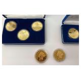 Six Gold Colored Coin Replicas