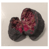 Two-Part Geode Specimen with Pink and Gold Crystals