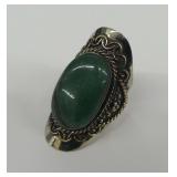 Tibetan Silver and Green Stone Ring