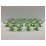 Group of Green Depression Uranium Glass Sherbets...some chips