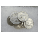 Ten Silver Pre-1965 Washington Quarters
