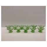 Group of Green Depression Uranium Glass Dessert Cups