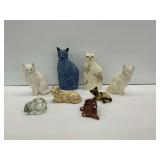 Cat Figurines and Glass Decor