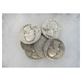 Ten Silver Pre-1965 Washington Quarters