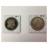 Two Morgan Silver Dollars