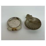 Two Metal Ashtrays with Football and Shell Motifs