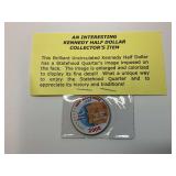 Kennedy Half Dollar with New Hampshire Statehood Quarter Colorized Overlay