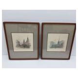 Two Framed Architectural Prints of Copenhagen by Mads Stage