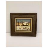 H. Hargrove Farm Scene Artwork with Wooden Frame