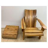 Wooden Adirondack Chair and Footstool Set