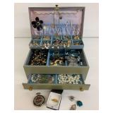 Lady Buxton Gray Jewelry Box with a Group of Jewelry