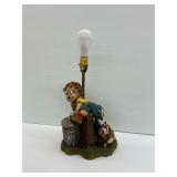 Vintage Plaster Ceramic Figural Table Lamp with Boy and Dog...works