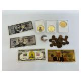 Novelty Notes and Coins Including Wheat Pennies