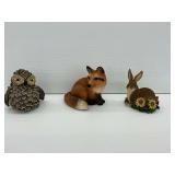 Fox, Owl, and Rabbit Figurines