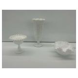 Three Vintage White Milk Glass Items