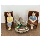 Garden Decor Group with Two Boys and Duck