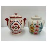 Two Ceramic Cookie Jars with Lids