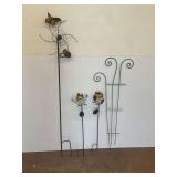 Four Novelty Garden Stakes Including Solar Lights and Trellis