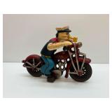 Cast Iron Popeye Sailor on Patrol Motorcycle Toy
