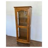 Illuminated Wooden Display Cabinet with Glass Shelves