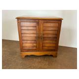 Wooden Record Cabinet with Louvered Doors