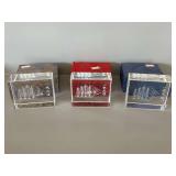 Three Ship Design Laser Etched Crystal Paperweights