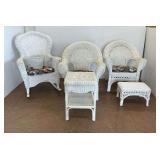 6-Piece White Wicker Furniture Set